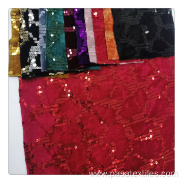 red embroidered fabric sequin embroidered velvet fabric embroidered material